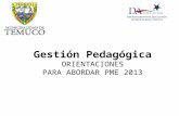 Gestión Pedagógica ORIENTACIONES PARA ABORDAR PME 2013.