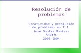Resolución de problemas Creatividad y Resolución de problemas en T.I. Jose Onofre Montesa Andrés 2003-2004.