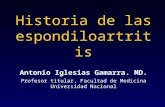 Historia de las espondiloartritis Antonio Iglesias Gamarra. MD. Profesor titular, Facultad de Medicina Universidad Nacional.