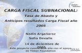 14 de diciembre de 2005 CARGA FISCAL SUBNACIONAL: Tasa de Abasto y Anticipos resultados Carga Fiscal año 2005 Nadin Argañaraz Sofía Devalle Este proyecto.