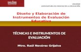 TÉCNICAS E INSTRUMENTOS DE EVALUACIÓN Mtro. Raúl Nevárez Grijalva Diseño y Elaboración de Instrumentos de Evaluación Educativa UNILÍDER LICENCIATURA EN.