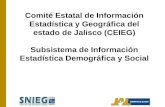 Comité Estatal de Información Estadística y Geográfica del estado de Jalisco (CEIEG) Subsistema de Información Estadística Demográfica y Social.
