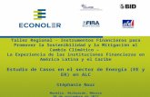 11 Taller Regional - Instrumentos Financieros para Promover la Sostenibilidad y la Mitigación al Cambio Climático – La Experiencia de las instituciones.