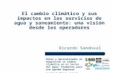 El cambio climático y sus impactos en los servicios de agua y saneamiento: una visión desde los operadores Ricardo Sandoval Retos y Oportunidades en Adaptación.