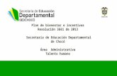 Plan de bienestar e incentivos Resolución 3661 de 2013 Secretaría de Educación Departamental de Chocó Área Administrativa Talento humano.