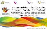 4ª Reunión Técnica de Promoción de la Salud Materna… una prioridad en Veracruz Veracruz, Ver., 30 de junio de 2011.