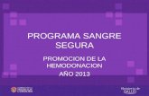 PROGRAMA SANGRE SEGURA PROMOCION DE LA HEMODONACION AÑO 2013.