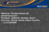 Materia: Fundamentos de administración Profesor: Gilberto Alcazar Goyri Alumno: Héctor Jesús López Huerta – L122100960.