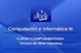 Computación e Informática III CURSO COMPLEMENTADO Técnico de Nivel Operativo.