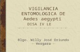 VIGILANCIA ENTOMOLOGICA DE Aedes aegypti DISA IV LE Blgo. Willy José Oriundo Vergara.