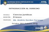 UTPL-INTRODUCCIÓN AL DERECHO-I-BIMESTRE-(OCTUBRE 2011-FEBRERO 2012)