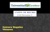 Civil Personas 2 Samara Nogales Vásquez. Nuestro Código Civil Ecuatoriano establece en el Art. 222 que la Unión de Hecho es La unión estable y monogámica.