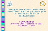 Ecoregión del Bosque Valdiviano: mecanismos público-privados para la conservación de la biodiversidad CIPMA/FMAM/BM octubre 2000-septiembre 2003 Valdivia,