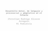 Desarrollo motor, de lenguaje y psicosocial y adaptativo en el Infante Christian Rodrigo Alcocer Arreguín R1 Pediatría.