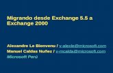 Migrando desde Exchange 5.5 a Exchange 2000 Alexandre Le Bienvenu / v-alexle@microsoft.com v-alexle@microsoft.com Manuel Caldas Nuñez / v-mcalda@microsoft.com.