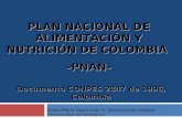PLAN NACIONAL DE ALIMENTACIÓN Y NUTRICIÓN DE COLOMBIA -PNAN- Documento CONPES 2847 de 1996, Colombia Diana María Sepúlveda H. Nutricionista dietista. Universidad.