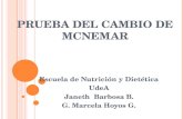PRUEBA DEL CAMBIO DE MCNEMAR Escuela de Nutrición y Dietética UdeA Janeth Barbosa B. G. Marcela Hoyos G.