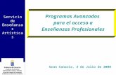 Servicio de Enseñanzas Artísticas Gran Canaria, 3 de Julio de 2008 Programas Avanzados para el acceso a Enseñanzas Profesionales.