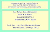 UNIVERSIDAD DE LA REPÚBLICA FACULTAD DE ENFERMERÍA CÁTEDRA ENFERMERÍA SALUD MENTAL 1er Taller Sensibilización ADICCIONES SALUD MENTAL I GENERACIÓN 2010.