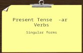 Present Tense -ar Verbs Singular forms. hablo necesito miro compro busco llevo trabajo I talk I need I look at I buy I look for I carry I work.