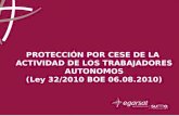 PROTECCIÓN POR CESE DE LA ACTIVIDAD DE LOS TRABAJADORES AUTONOMOS (Ley 32/2010 BOE 06.08.2010)