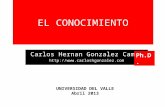 EL CONOCIMIENTO Carlos Hernan Gonzalez Campo  UNIVERSIDAD DEL VALLE Abril 2013 Ph.D.