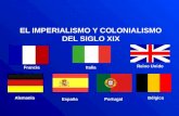 EL IMPERIALISMO Y COLONIALISMO DEL SIGLO XIX Alemania Francia Reino Unido Italia EspañaPortugal Bélgica.
