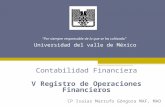 Universidad del valle de México Contabilidad Financiera V Registro de Operaciones Financieros CP Isaias Marrufo Góngora MAF, MAD Por siempre responsable.
