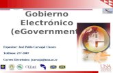 Gobierno Electrónico (eGovernment) Expositor: José Pablo Carvajal Chaves Teléfono: 277-3987 Correo Electrónico: jcarvaja@una.ac.cr.