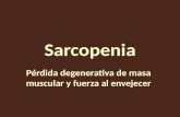 Sarcopenia Pérdida degenerativa de masa muscular y fuerza al envejecer.