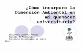 ¿Cómo incorporo la Dimensión Ambiental en mi quehacer universitario? Alejandra Jiménez Romero, Escuela de Matemática, Instituto Tecnológico de Costa Rica.