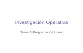 Investigación Operativa Tema 1: Programación Lineal.