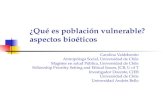 ¿Qué es población vulnerable? aspectos bioéticos Carolina Valdebenito Antropóloga Social, Universidad de Chile Magíster en salud Pública, Universidad de.