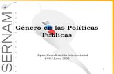 1 Género en las Políticas Publicas Dpto. Coordinación Intersectorial SVG/ Junio 2008.