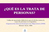 ¿QUÉ ES LA TRATA DE PERSONAS? Valija de materiales didácticos para la lucha contra la trata de personas en Argentina. Organización Internacional para las.