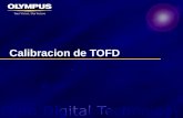 Calibracion de TOFD. 2 Determinar el PCS u 2 d Tan ( theta ) para enfocar en una zona especifica a ´d´ u 4/3 d Tan (theta) para enfocar a 2/3 del espesor.