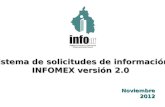 Noviembre 2012Noviembre 2012 Sistema de solicitudes de informaciónSistema de solicitudes de información INFOMEX versión 2.0INFOMEX versión 2.0.
