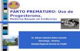 PARTO PREMATURO: Uso de Progesterona. Medicina Basada en Evidencias Dr. Edwars Salomón Núñez Acevedo Ginecólogo - Obstetra Hospital Regional Docente de.