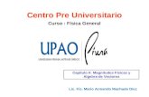 Centro Pre Universitario Lic. Fis. Mario Armando Machado Diez Curso : Física General Capitulo II: Magnitudes Físicas y Algebra de Vectores.