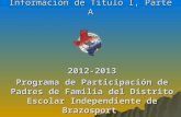 Información de Título I, Parte A 2012-2013 Programa de Participación de Padres de Familia del Distrito Escolar Independiente de Brazosport.