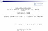 Presentacion a cargo del Cr Walter A. De Poi CICLO DE SEMINARIOS FORTALECIMIENTO INSTITUCIONAL DEL TERCER SECTOR SEMINARIO VIII Clima Organizacional y.