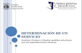 D ETERMINACIÓN DE UN S ERVICIO Analizar, Evaluar y Diseñar posibles soluciones con sus especificaciones técnicas.