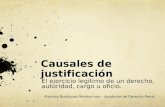 Causales de justificación El ejercicio legítimo de un derecho, autoridad, cargo u oficio. Marcela Rodríguez Montecinos – Ayudante de Derecho Penal.