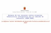 Balance de los recursos contra Licencias Urbanísticas interpuestos por el Cabildo de Lanzarote (2000-2008) La defensa activa del Modelo de Desarrollo Turístico.