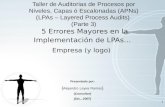 1 Empresa (y logo) Presentado por: { Alejandro Leyva Ramos } {Consultor} {Dic., 2007} Taller de Auditorias de Procesos por Niveles, Capas ó Escalonadas.