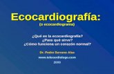 Ecocardiografía: (o ecocardiograma) ¿Qué es la ecocardiografía? ¿Para qué sirve? ¿Cómo funciona un corazón normal? Dr. Pedro Serrano Aísa .