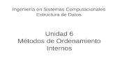 Unidad 6 Métodos de Ordenamiento Internos Ingeniería en Sistemas Computacionales Estructura de Datos.