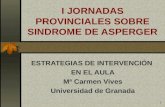 1 I JORNADAS PROVINCIALES SOBRE SINDROME DE ASPERGER ESTRATEGIAS DE INTERVENCIÓN EN EL AULA Mª Carmen Vives Universidad de Granada.