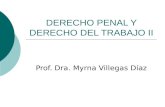 DERECHO PENAL Y DERECHO DEL TRABAJO II Prof. Dra. Myrna Villegas Díaz.