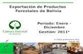1 Exportación de Productos Forestales de Bolivia Periodo: Enero – Diciembre Gestión: 2011* (*) Datos preliminares 2011 Fuente: INE.